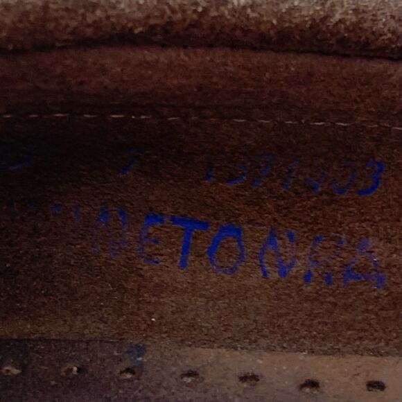 MINNETONKA Moccasin Womens 7 Kilty Hardsole Driving Dusty Brn Suede Fringe 403 - Picture 11 of 15